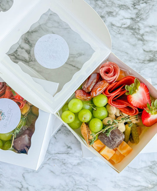 Personal charcuterie snack box with artisan meats, cheeses, crackers, and fruit by Olive Meats Wood in Montgomery, Alabama – perfect for gifts, events, or individual grazing